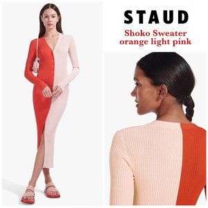 NEW STAUD Shoko Sweater Orange Light Pink | XS